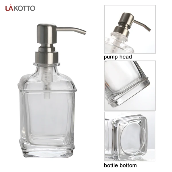 High Quality Glass jar Soap or Sanitizer Dispenser 300ml glass hand sanitizer bottle with stainless steel foaming pump dispenser