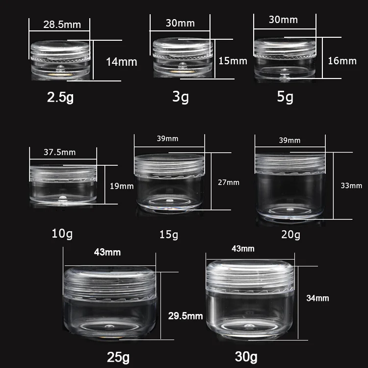 Pote Transparente De Plástico Para Cosméticos Recipiente De 3 Ml 5ml