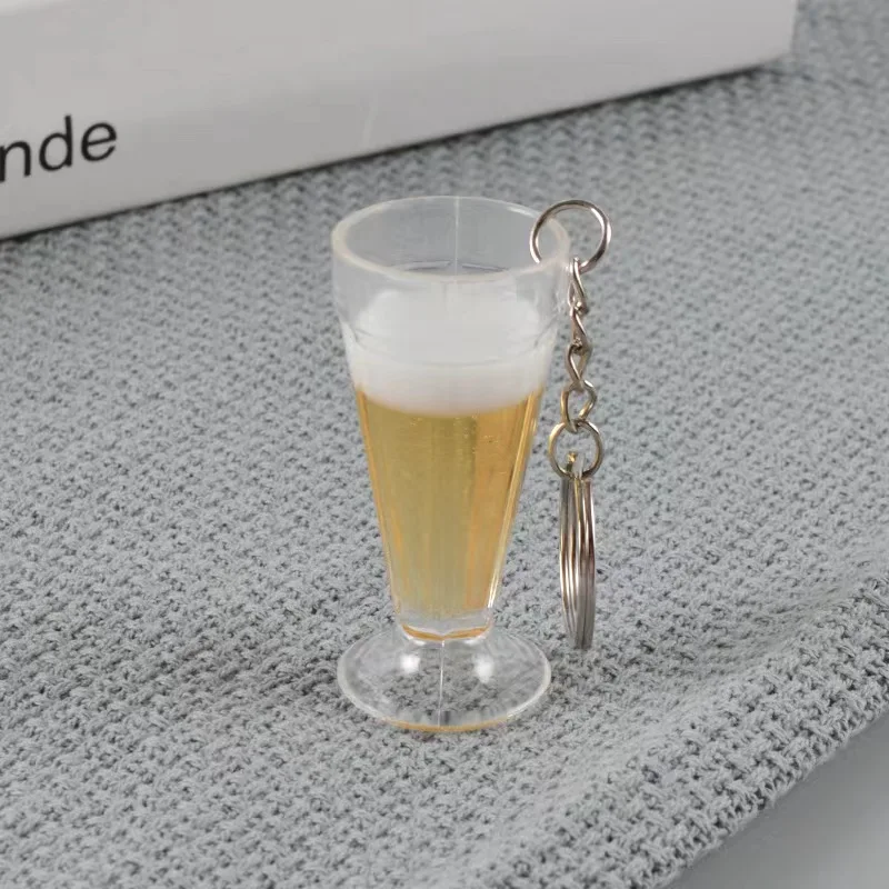 Simulation wine cup key chain creative beer cup bag pendant kitchen food toy