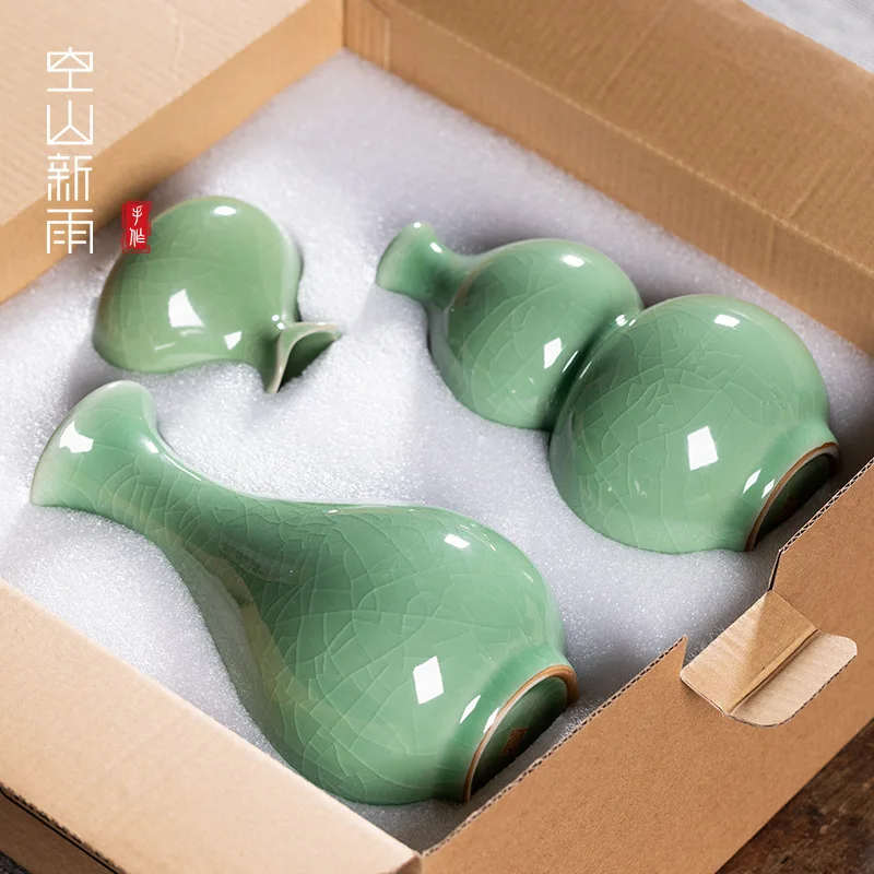 product chinese style celadon flower vase three piece set ceramic minimalist living room decoration flower ware household ornaments280-4