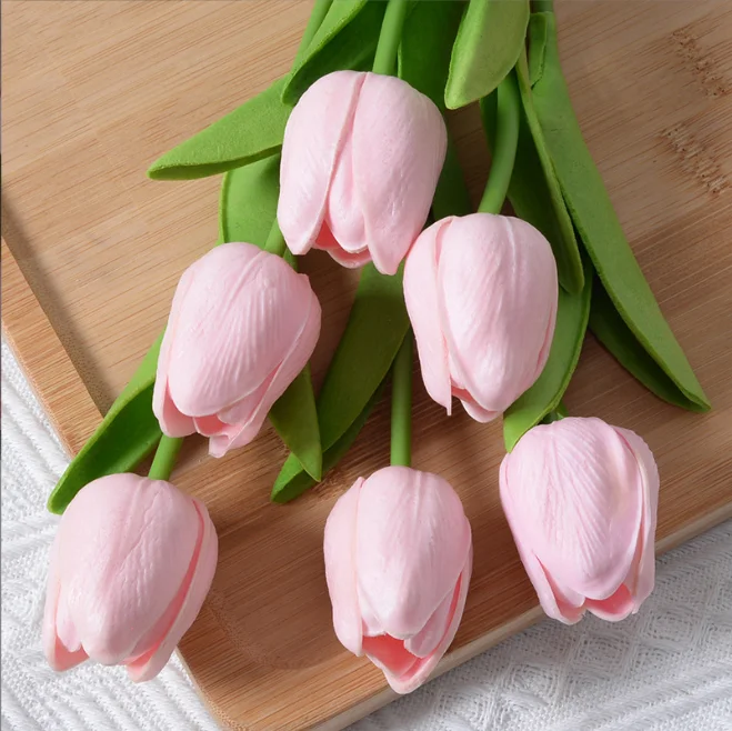 Home Decoration Artificial Tulip PU Material Living Room Interior Decoration Simulation Flower Wholesale Custom Color