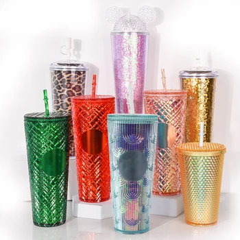 Hot Selling Items 2022 Studded Tumbler Custom Logo Stickers Double Wall Paper Cups Diamond Perfume Bottle