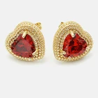 Gold Plated Earrings Earrings Amazon Hot Sale Shine Gold Plated Sweet Heart Cz Stud Earrings 2021