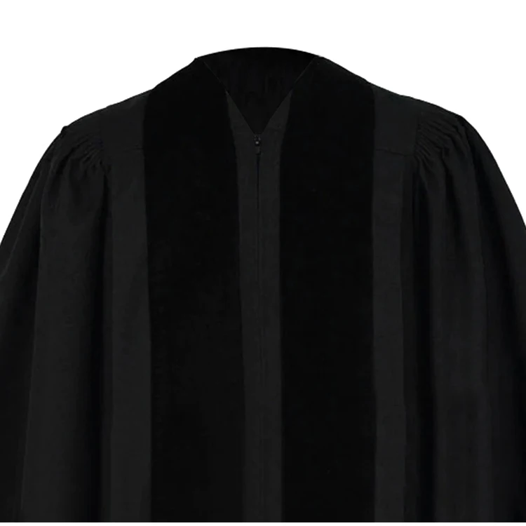 Factory Black Matte John Wesley Clergy Robes With Velvet Panels factory