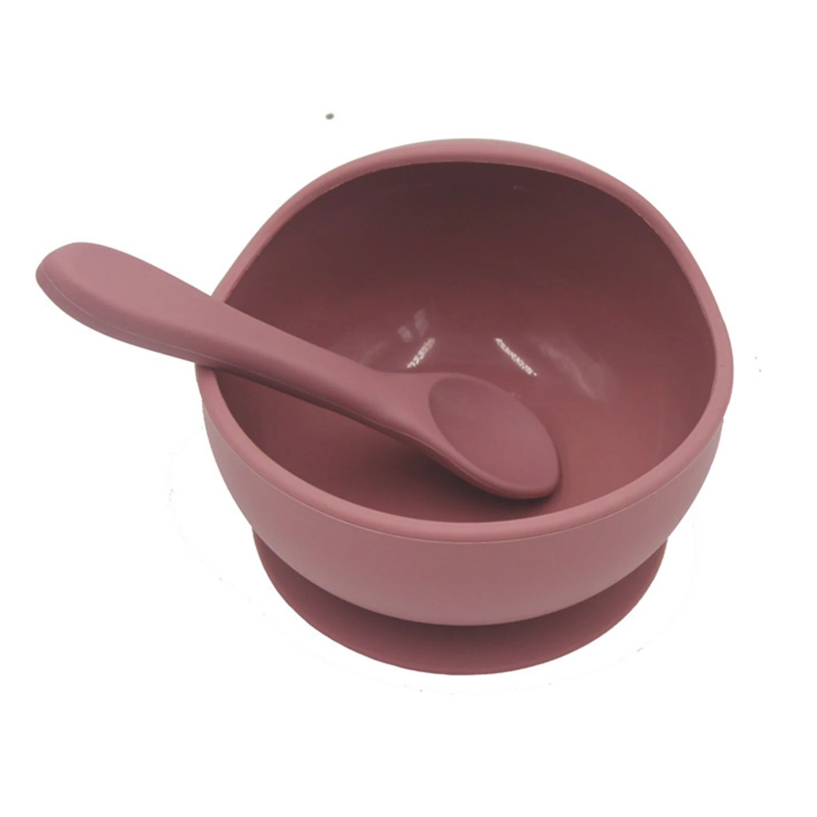 USSE Hot Selling BPA Free 1set Feeding Colour Kids and Babies Learning Dishes Non-Slip  Silicone Suction Bowl & Spoon Set