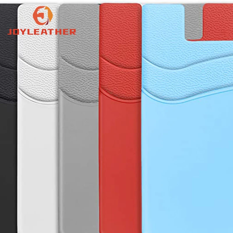 Adhesive Back of Phone Stretchy Credit Card Holders Faux Leather Phone Stick on Wallet Smartphones Case Bag Mobile Phones Pocket