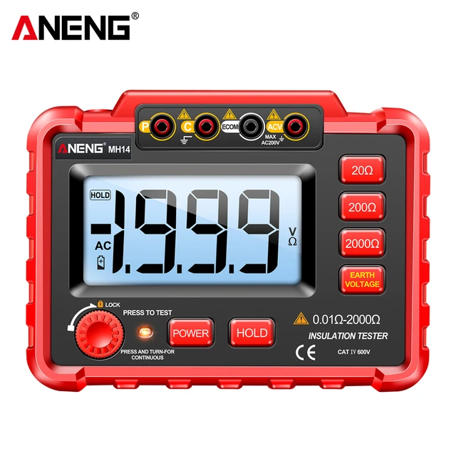 ANENG MH14 Digital Insulation Ground Resistance Megohm AC Voltage 200V Megohmmeter Tester Tools RMS