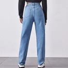 Fashion Jeans Women's Jeans Medium Wash Fashion Letter Graphic Ripped Detail Casual Woman Mom Straight Leg Jeans