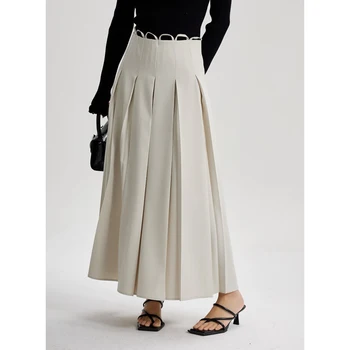 Summer Half Skirt A-line Skirt High Waist Suit with Design Fashion Aristocratic Temperament Long Skirt for Women