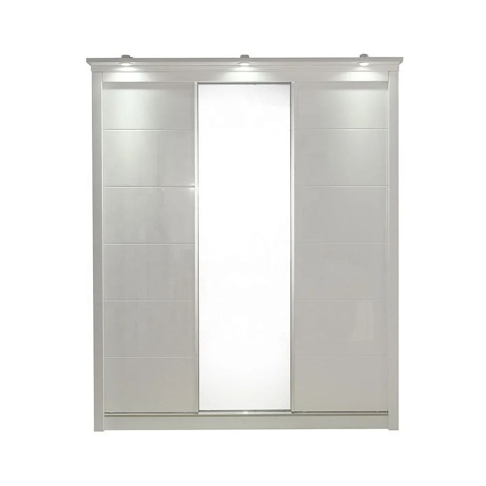 NOVA CUS-MFDC006 1.8m High Gloss Painting Almirah Design Organizer Storage Wardrobe With Full Mirror Sliding Door