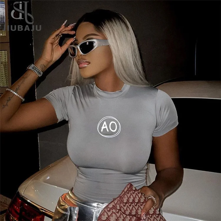Summer Sexy Bodycon Top For Women T Shirts Tees 2023 Casual Bodycon Slim T-Shirts