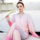 Pajamas Set Womens 2021 New Summer Pink Long Pajamas Set Ladies With Headband Silk Pajamas Womens Pajamas