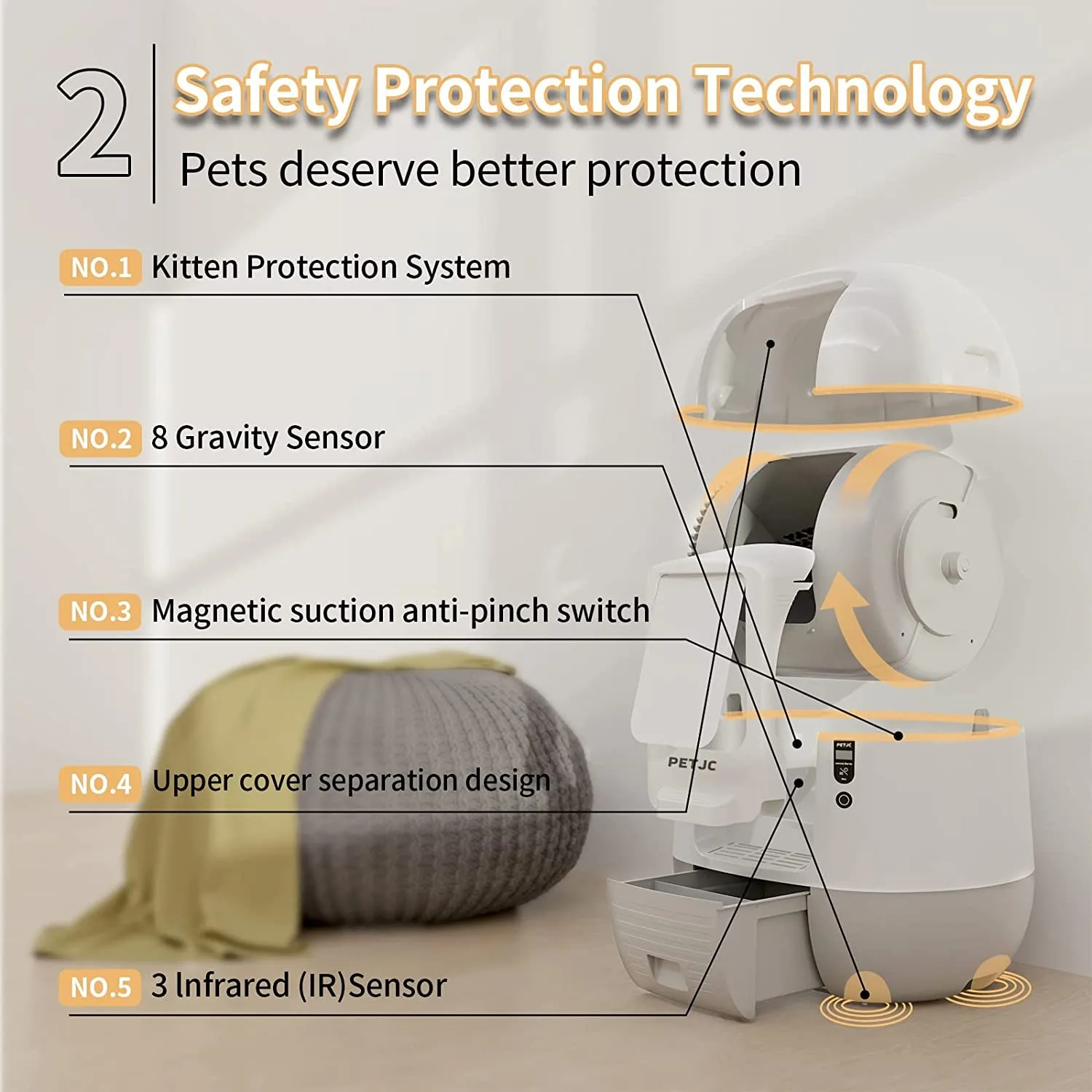 タイプ スマートキャットリターボックスセルフクリーニングインテリジェントラージフルクローズド防滴ベッドパンキャットトイレ自動キャットサンド