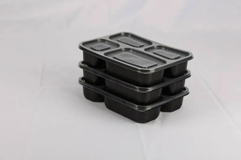 Stackable Microwave Plastic 4 Compartment Food Containers Disposable Take Out Containers
