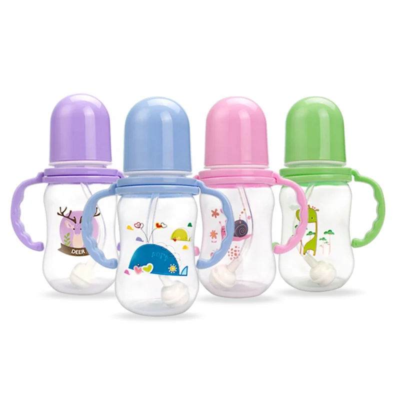 Wellfine Silicone Portable Baby Feeder Luxury Clear Straw Sipper Nipples Milk Bottles Water Sets for Newborn Baby
