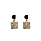 Square Earrings Factory Cheap Price Vintage Elegant Letter D Geometric Square Trendy Earrings For Woman