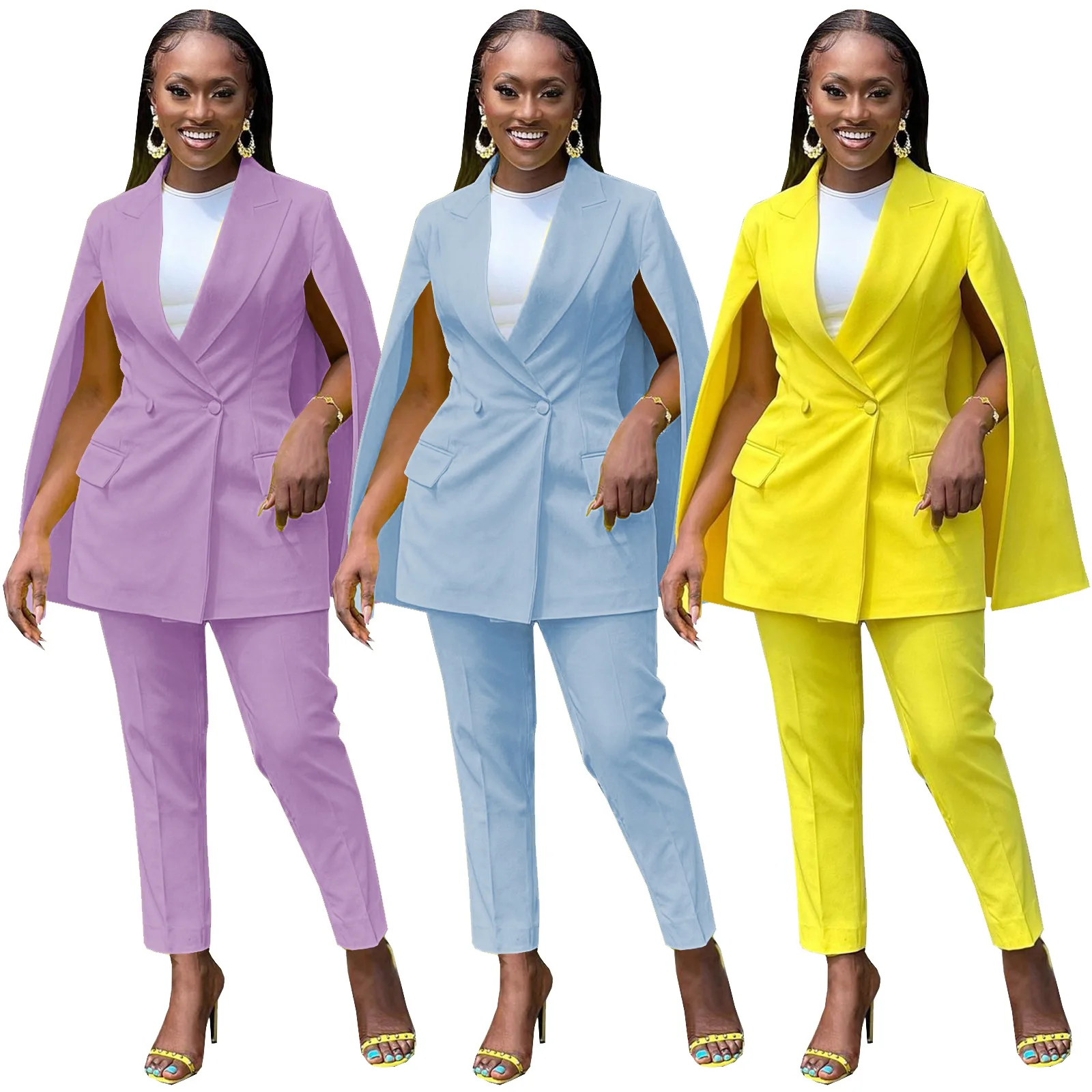 Wholesale Fashion Women Office Suit Blazer Yellow Elegant Ladies Celebrity  Evening Runway Party Pants Suits - Buy Casual Lady Double Breasted Outfit  Pink Two Piece Set Women Jacket And Pant Set Tie