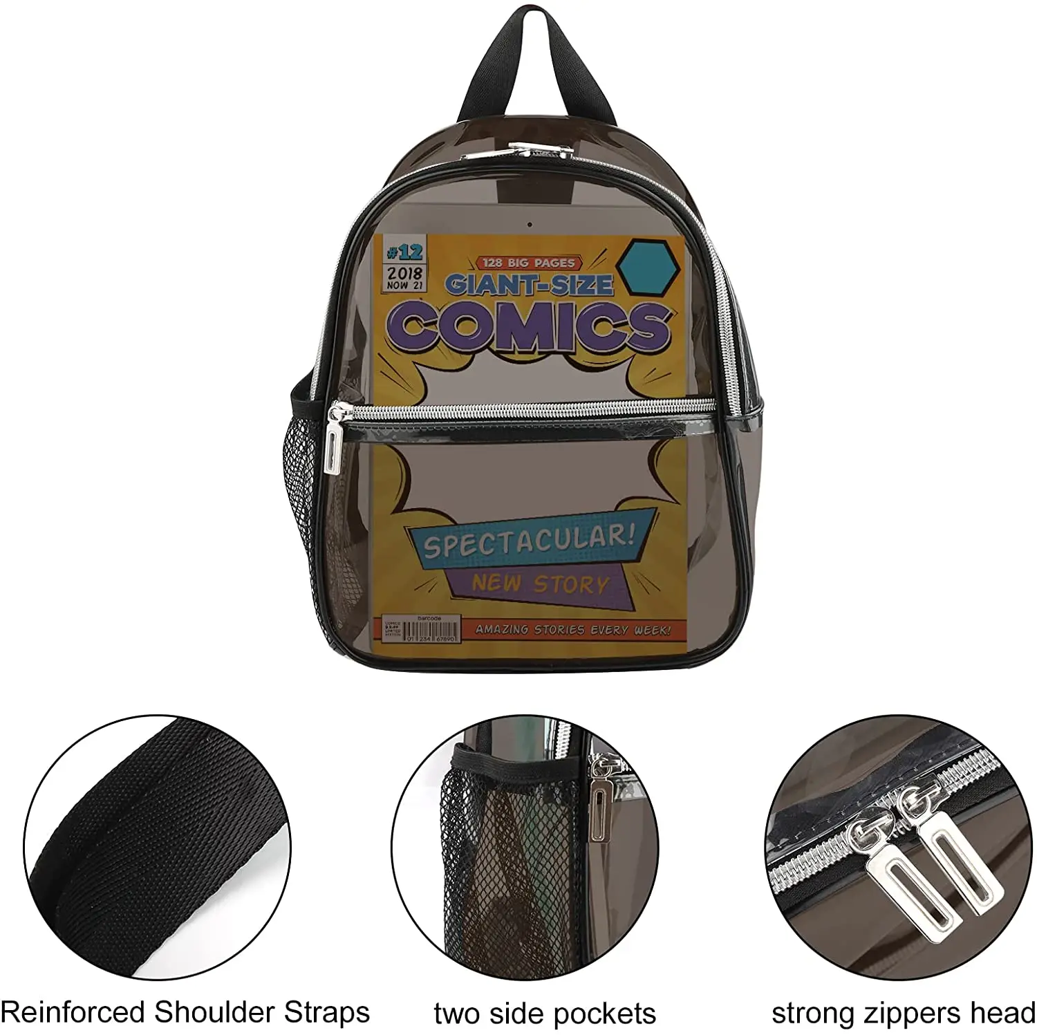 Clear Backpack Heavy Duty Transparent Bookbag  Women See Through Waterproof Backpack for Men details