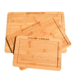 Youlike Premium Set Of 3 Bamboo Butcher Chopping Board Sterilized With Hand And Groove For Kitchen & Restaurant