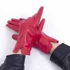 Red Leather Gloves Factory Wholesale High Quality Winter Ladies Wine Red Color Leather Gloves