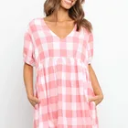 Spring Autumn High Quality Spring And Autumn Fashion Plaid Long Sleeve Lapel Irregular Pleated Dresses Women