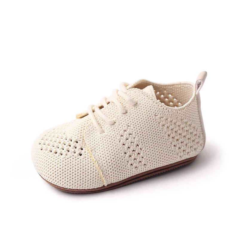 Spring and Autumn New Knitted Mesh Breathable Front Lace-up Soft Soled Baby Walking Shoes supplier