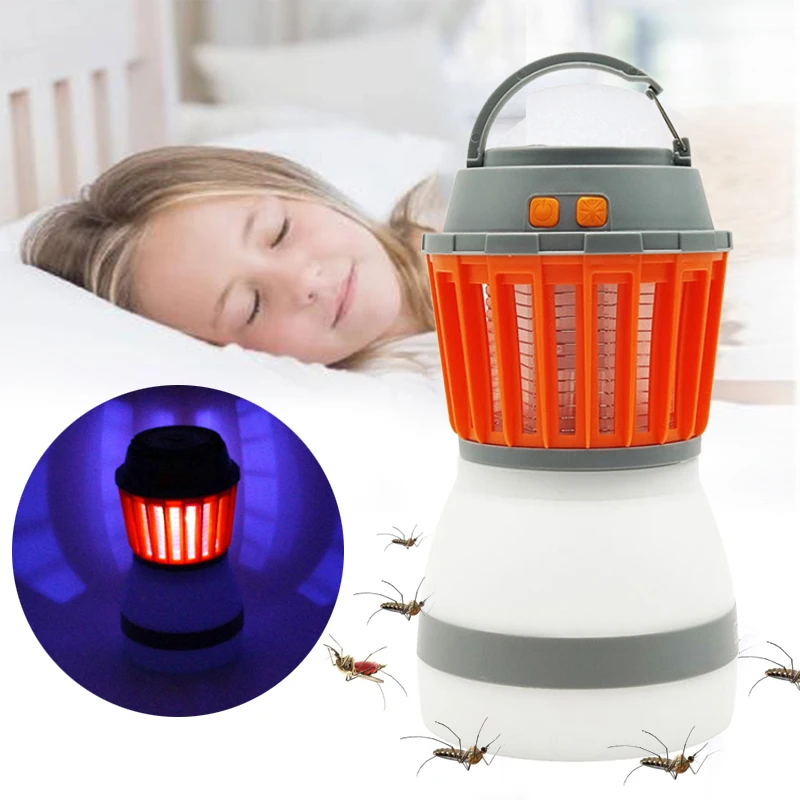 Outdoor Electric Solar Power LED Camping Lantern UV Zapper Mosquito Killer Lamp 