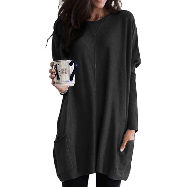 Womens Casual Long Sleeve Pocket T Shirt Dress Loose Solid Color Tunics  Blouse Hoodie Dress - Buy Pullover Hoodie Dress,Cotton Pullover Dresses, Sweatshirt For Women Product on Alibaba.com