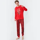 Sleepwear Printed Print Custom Logo Sleepwear Family Christmas Pajamas Cartoon Printed Long Sleeved 2 Piece Set