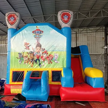 Cartoon Paw Dog Patrol Combo Inflatable Bounce Slide Inflatable Castle With Slide For Rental