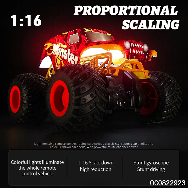 2.4g rc 1:16 scale remote control stunt 360 rotating fast car off-road