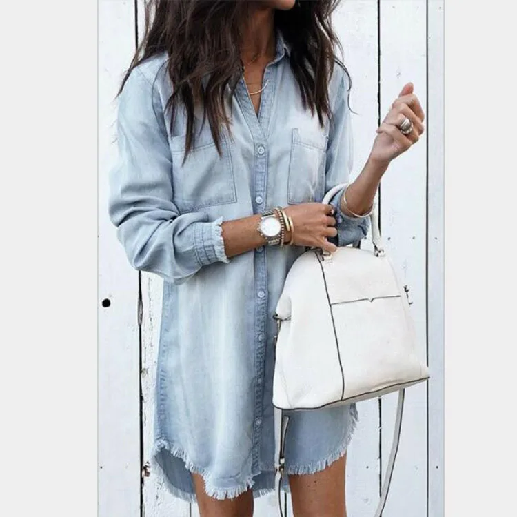 Women Jeans Shirt 2022 Denim Shirt Size 