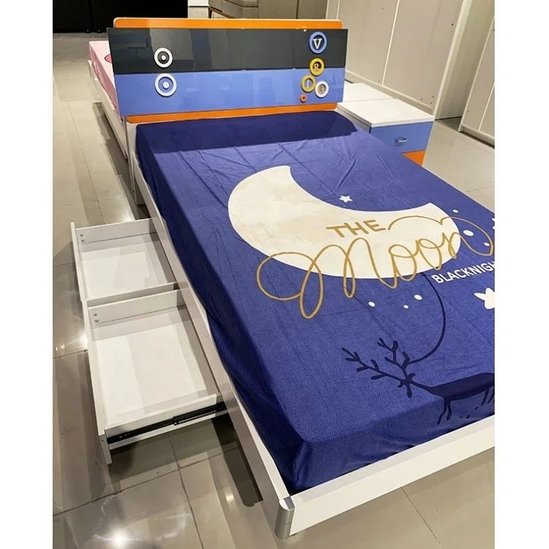 ALAD017 Customize Size Youth Children Cartoon Beds Wooden Kids Bedroom Set Furniture Boys Single Sleeping Bed