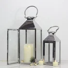 Metal Candle Silver Candle Lanterns Wedding Silver Large Outdoor Garden Glass Metal Candle Stainless Steel Lantern
