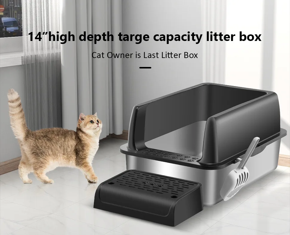 New Large Capacity Stainless Steel Enclosed Cat Litter Box with Metal Litter Pan Tray Easy Cleaning Pet Products details