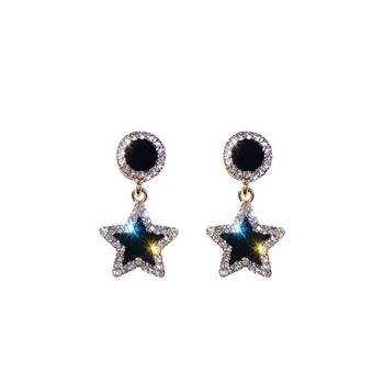 Free Sample yiwu baoyu crystal star black earrings