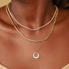 Gemnel Dainty Chain Round Pendant Diamond Charms Gold Plated 925 Sterling Silver Necklace