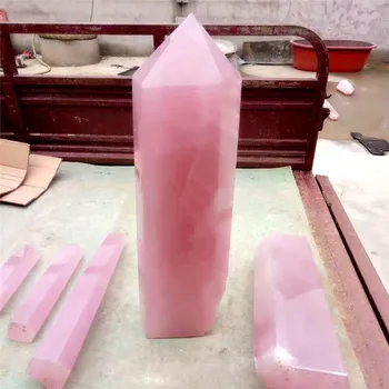 wholesale large size cheap natural rose quartz crystal wand points of healing crystal
