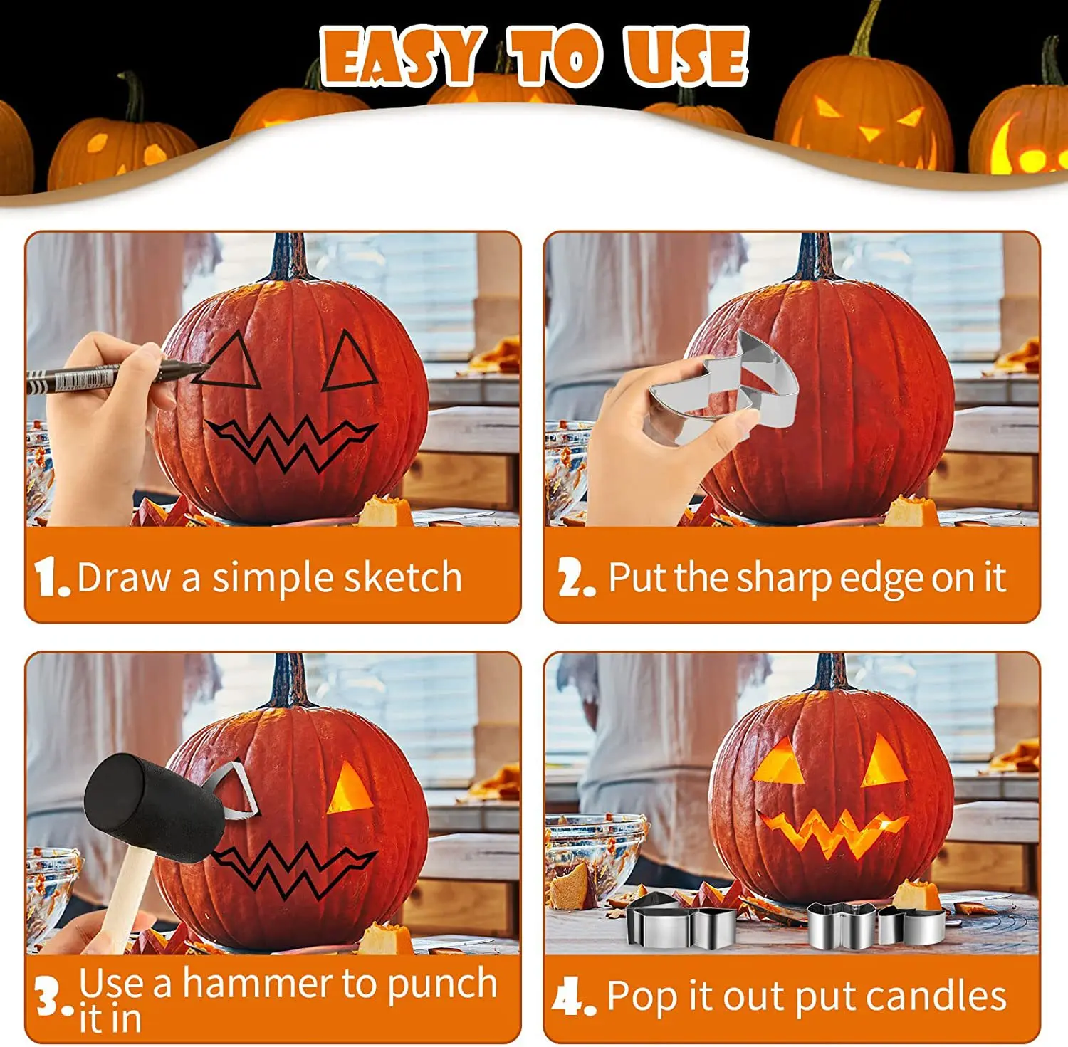 Customized Halloween Pumpkin Carving Set OEM & ODM Pumpkin Carving Kit Set Wholesale Pumpkin Carving Kit Tools Set for Kids