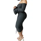 Pleated Low Price Sexy White Casual Bodycon Autumn Dress Pleated Wrap Tie Fall Dresses For Women