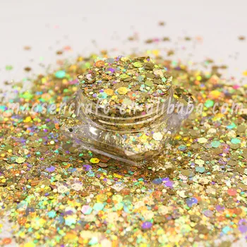 Bulk New Holographic Light Gold Chunky Glitter For Crafts Nail Tumbler