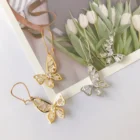 Silver Earrings 2021 New Design Gold Silver Plated Drop Earrings Fashion Rhinestone Butterfly Hoop Earrings