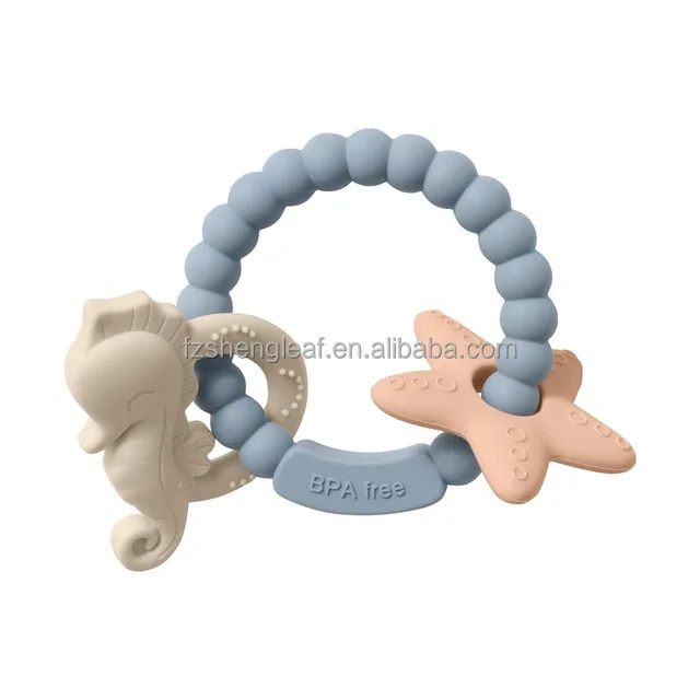 product cartoon shaped food grade bpa free custom silicone baby teether soft toy pacifier ring unisex customized teething aids-6