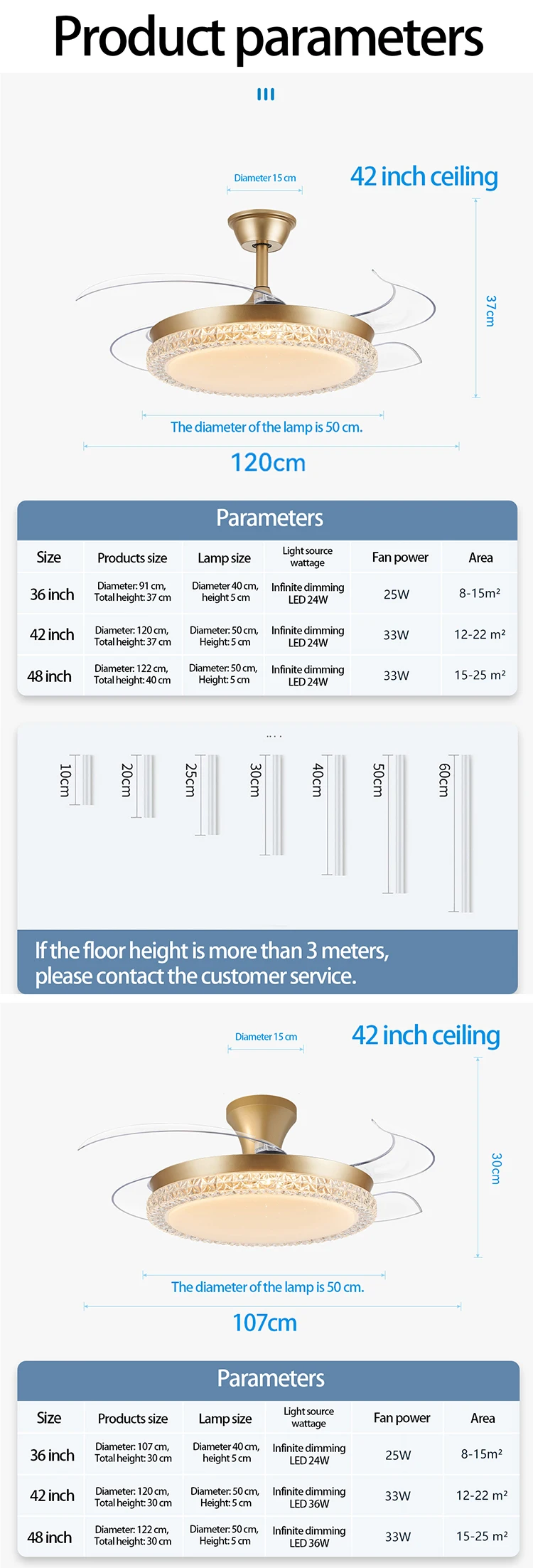 Ceiling Fan, 6-Speed, 100-240V, Iron+Plastic - detail 18