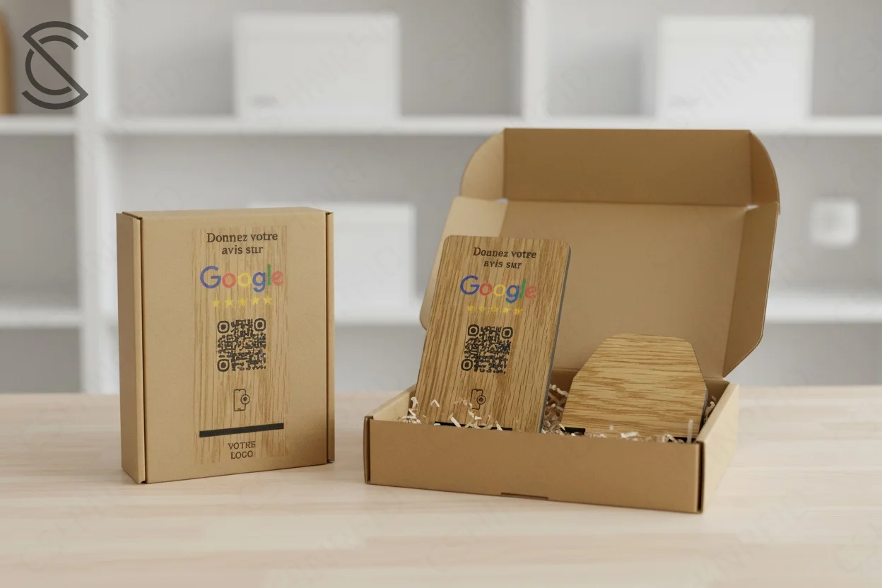 Custom Programmable NFC QR Code 13.56MHz NTAG216 Chip Smart RFID ISO 14443A Wooden Business Card Google Review Stand Hotel Use