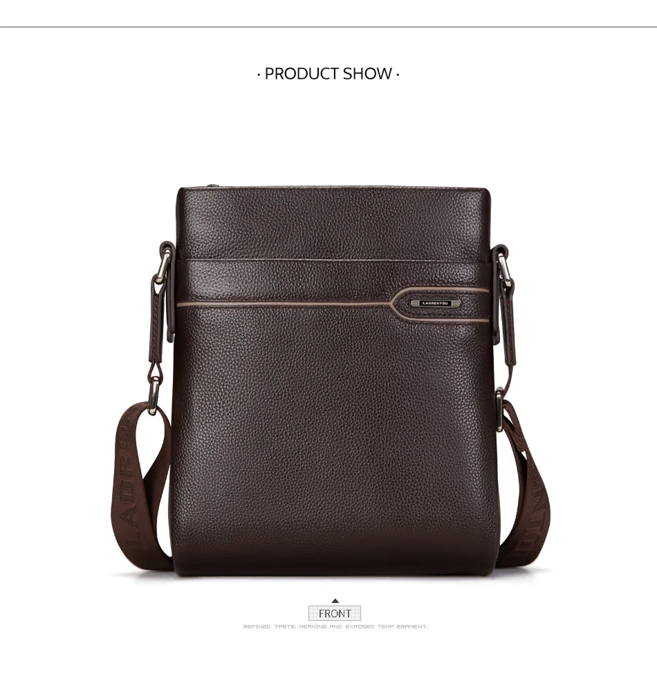 Laorentou Men's Genuine Leather Crossbody Business Messenger Bag Side Shoulder Bag For Man Real