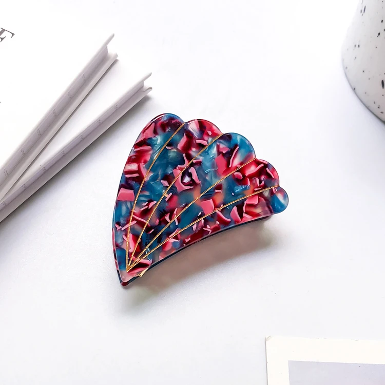 High Quality Acetate 6cm  Shell- shaped claw clip Elegant Floral Hair Clip Hair Accessories