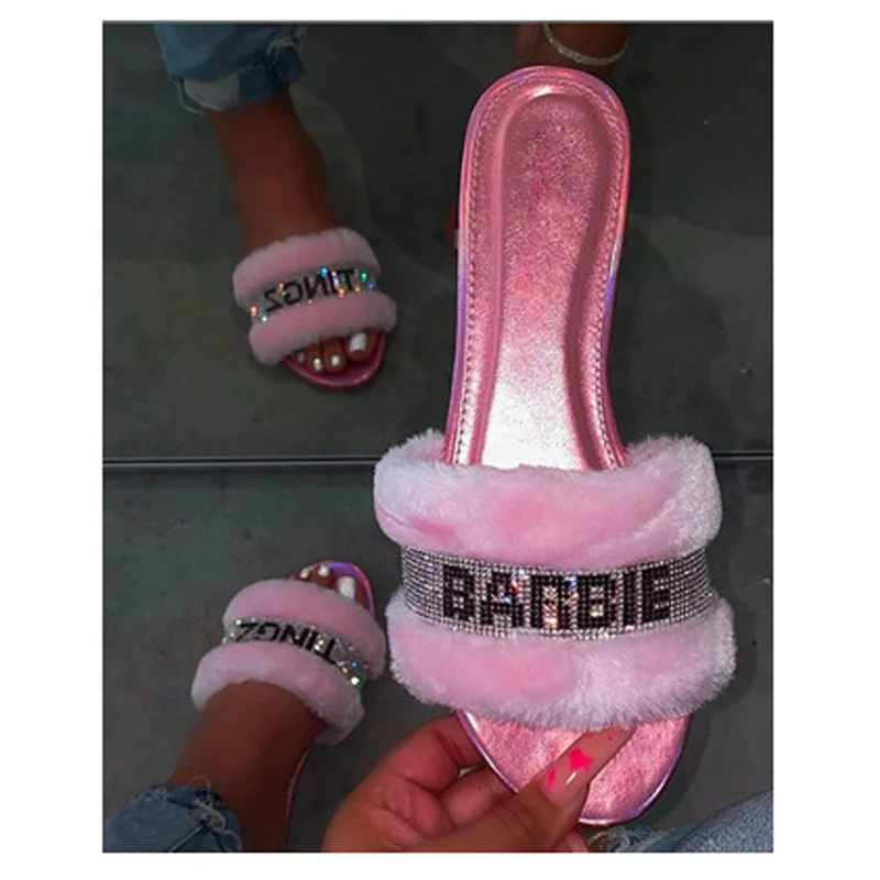 barbie tingz fur slides