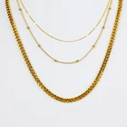 High Quality Alloy 18k Gold Filled Jewelry Multilayer Necklace Chain Beaded Necklace