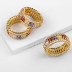 Ring Fashion Luxury Colorful Micro Pave Zircon Ring Brass 18K Gold Plated Crystal Jewelry For Women